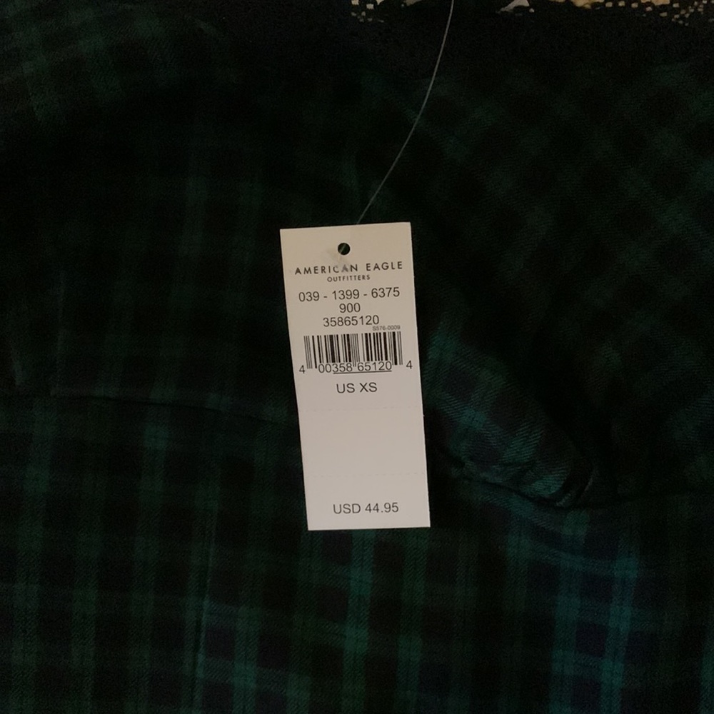 American Eagle Plaid Lace Slip Mini Dress - Picture 7 of 7